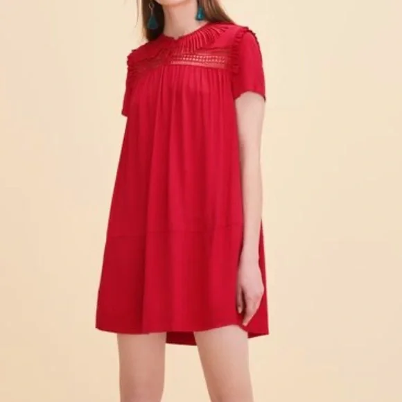 maje red lace dress Maje Rita Crochet Lace Midi Dress In Rouge | ModeSens